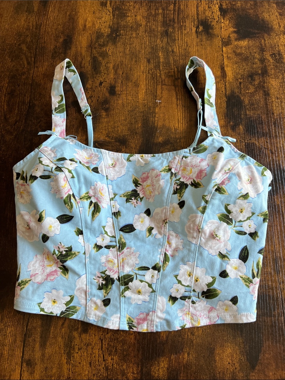 Victoria's Secret Light Blue Floral Corset Crop Top